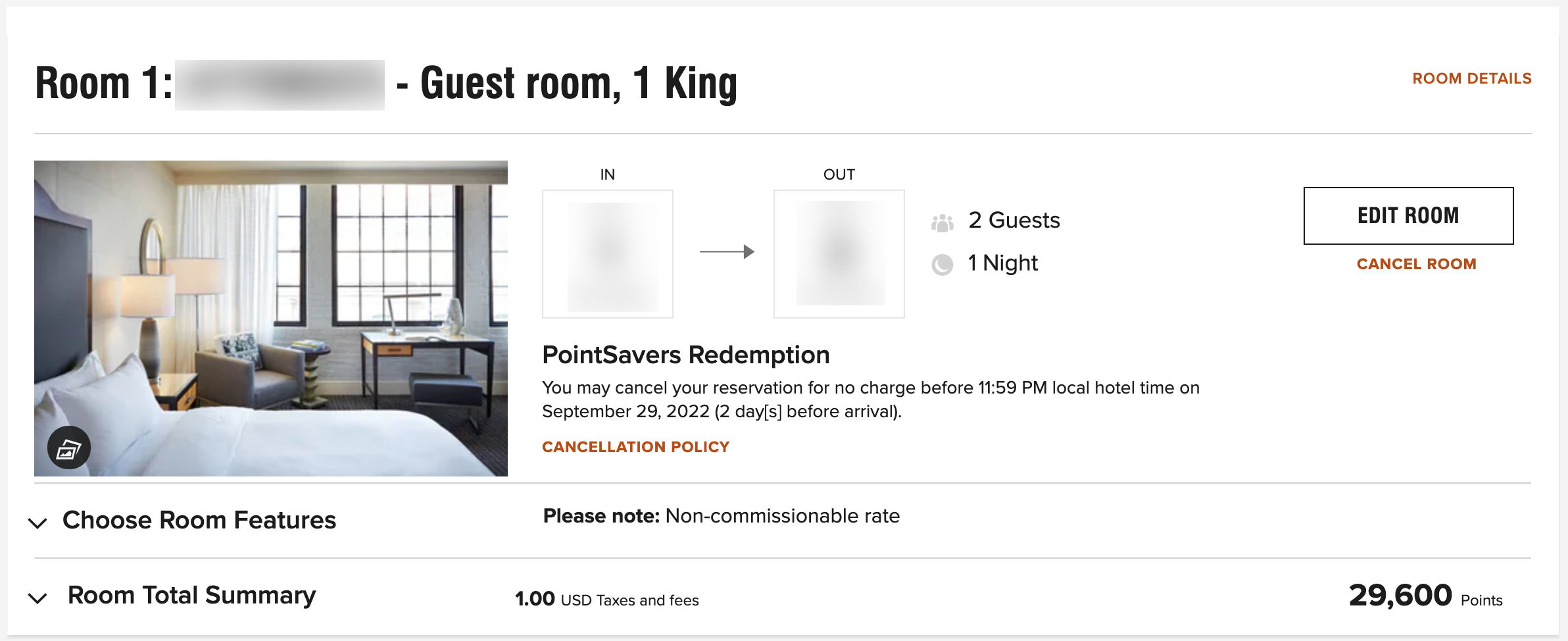Viewing existing booking on Marriott's website