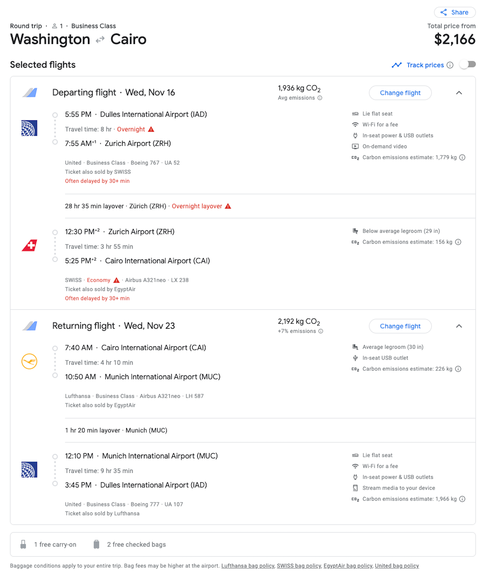 star alliance booking screenshot