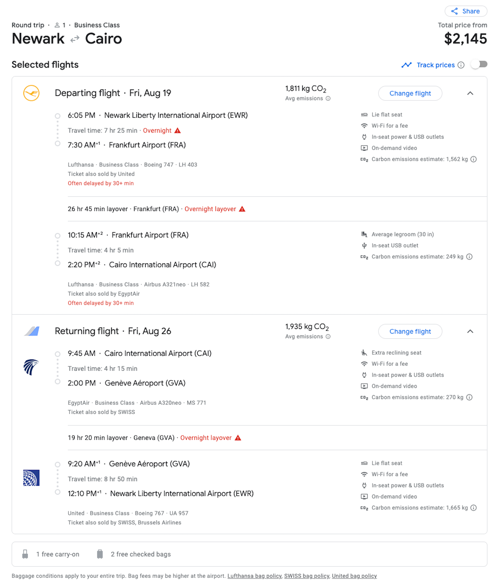 star alliance booking screenshot