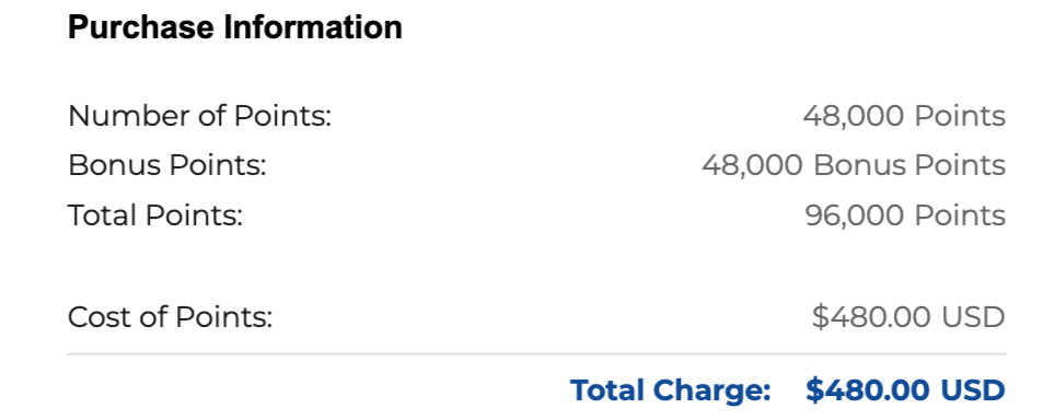 Hilton point sale screenshot