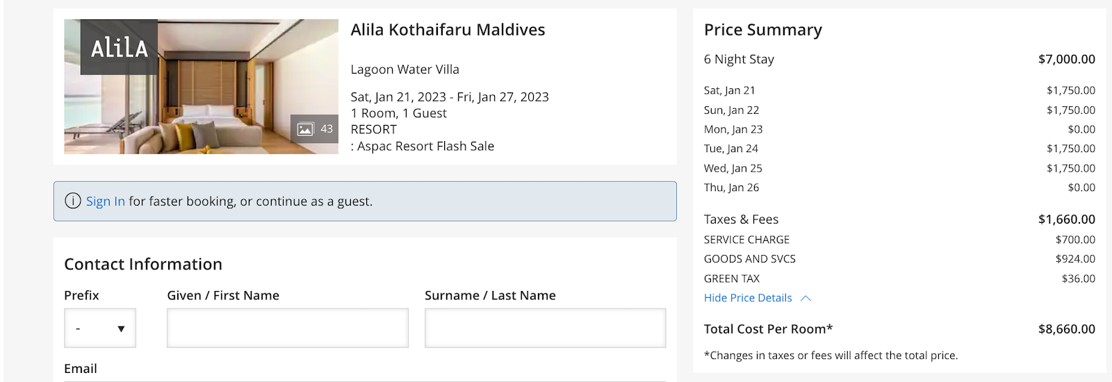 hyatt booking screenshot