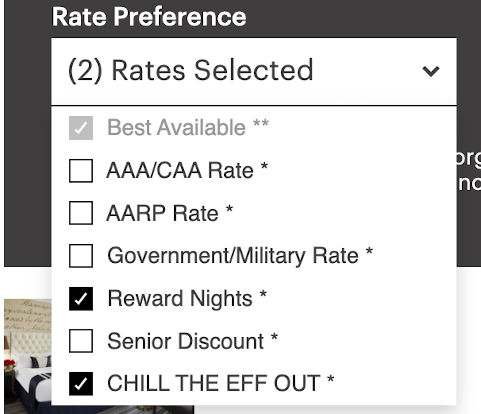 ihg booking screenshot