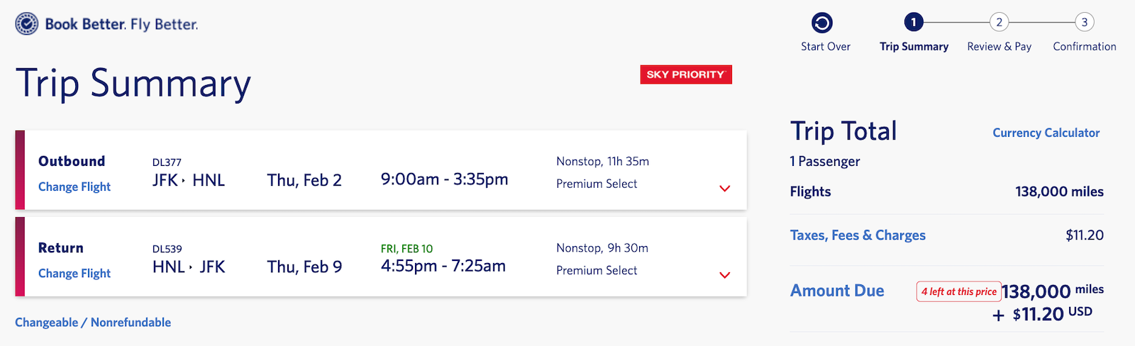 delta booking screenshot