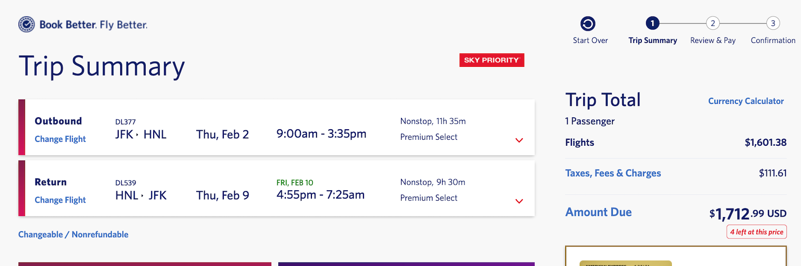 delta booking screenshot