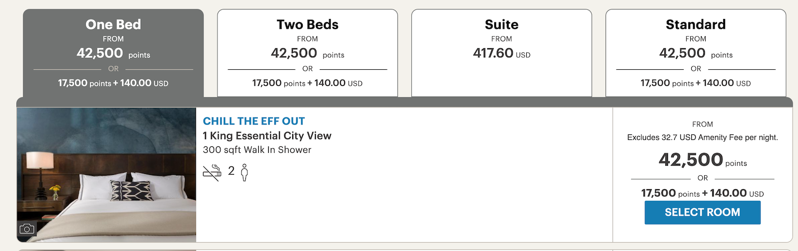 kimpton booking screenshot