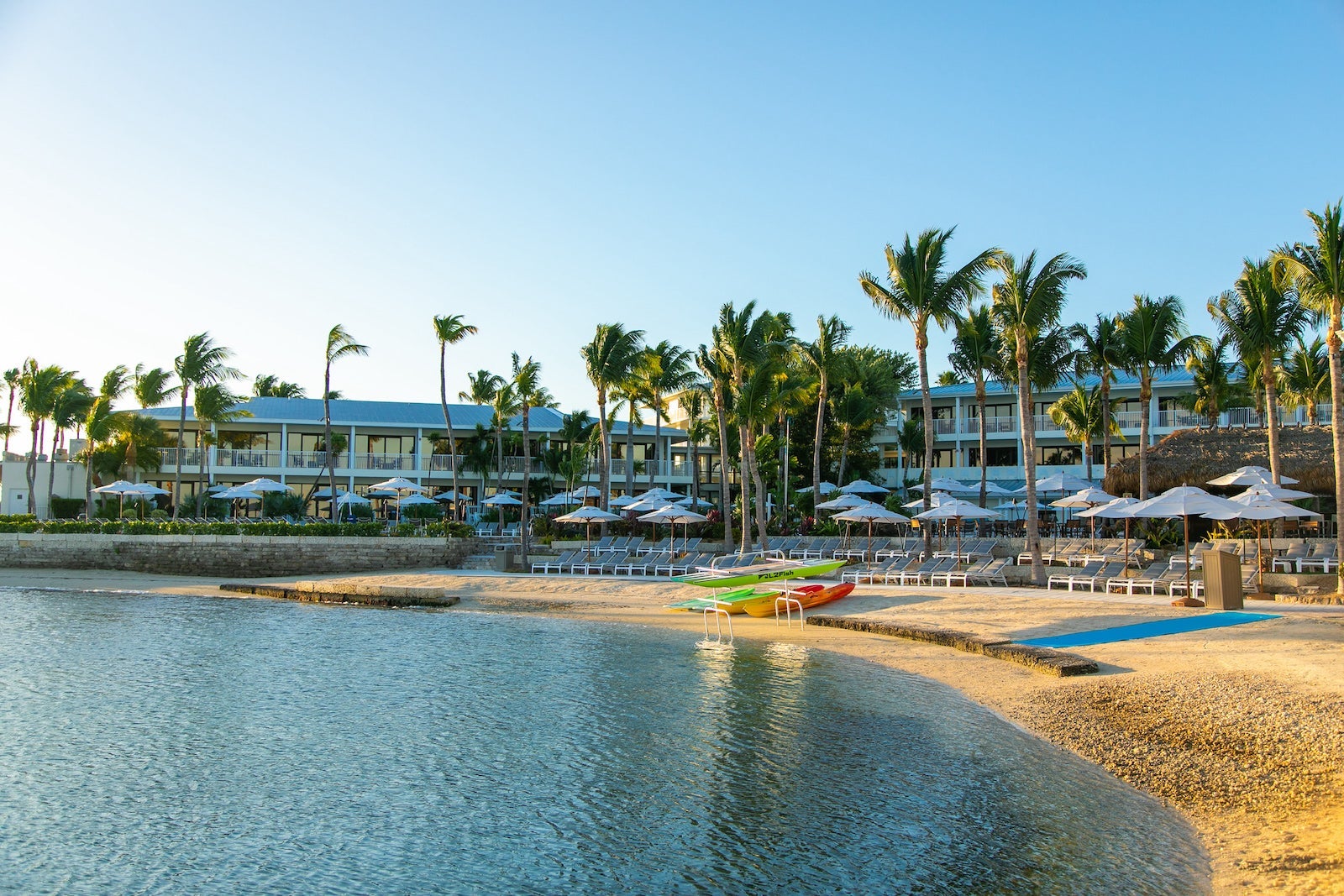 Satlwater lagoon and beach in front of hotel