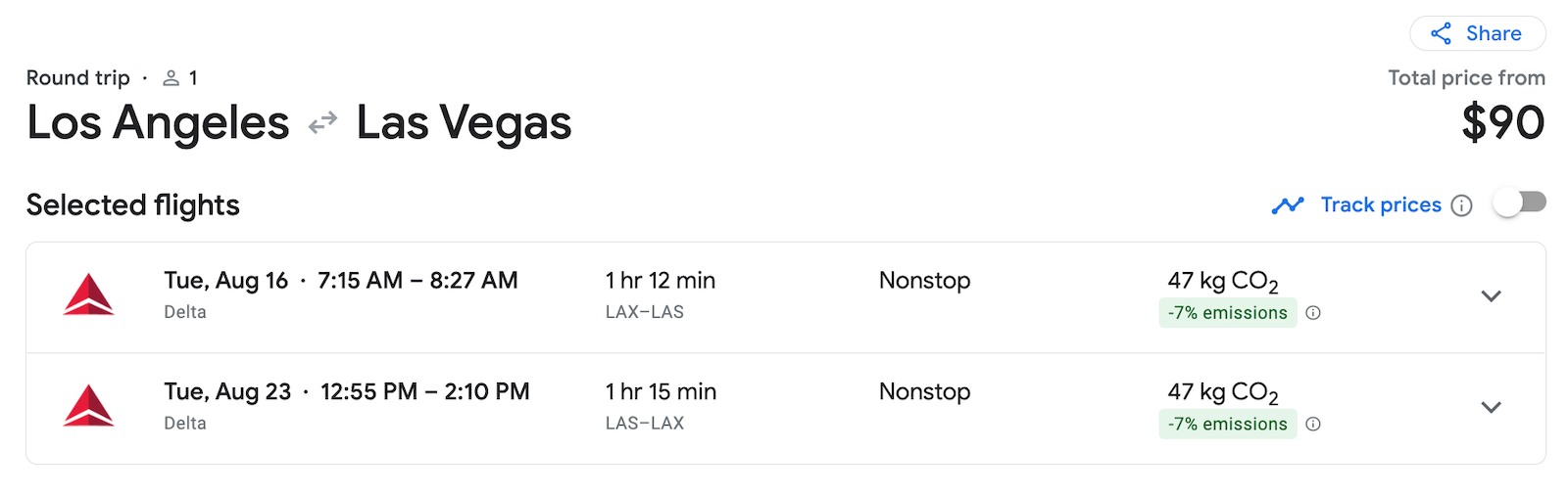 delta booking screenshot