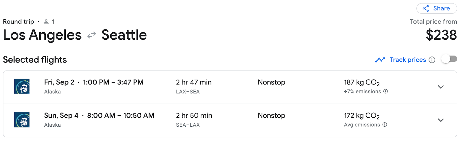 alaska booking screenshot