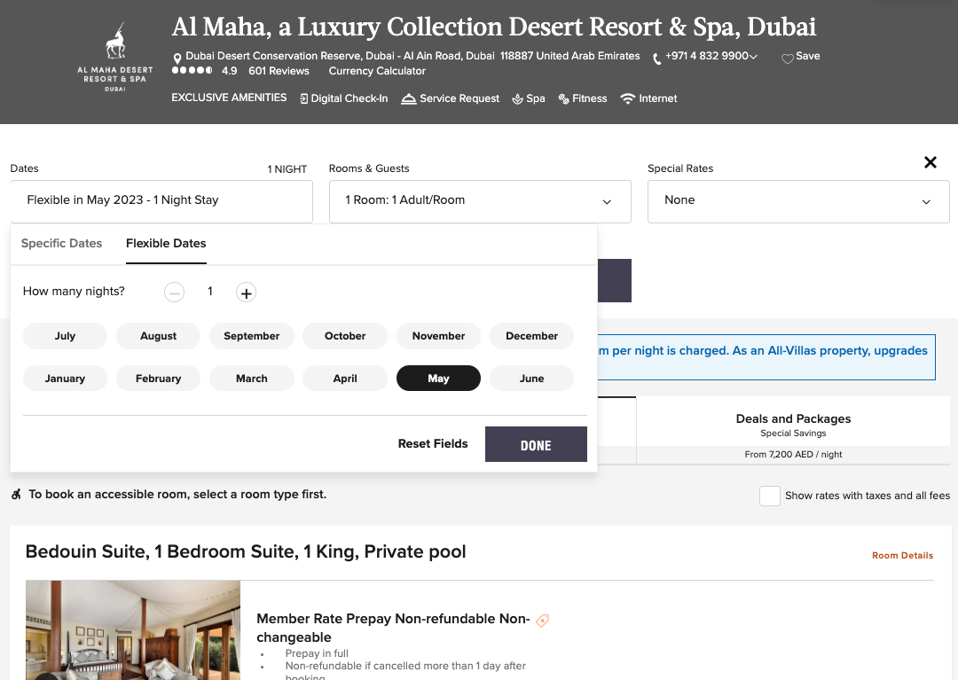 Marriott monthly calendar