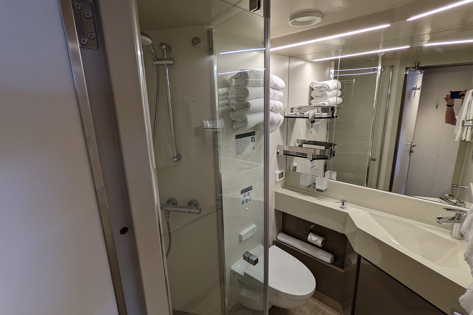 Balcony cabin bathroom on MSC Seashore