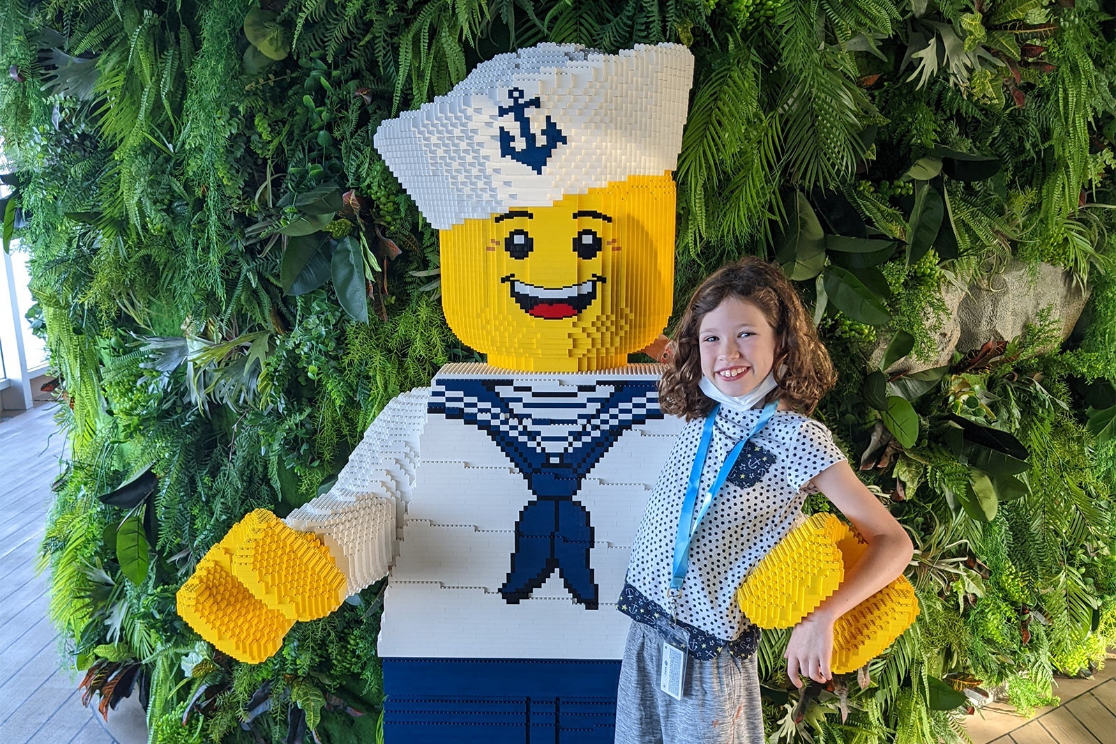 Lego sailor and happy girl on MSC Seashore