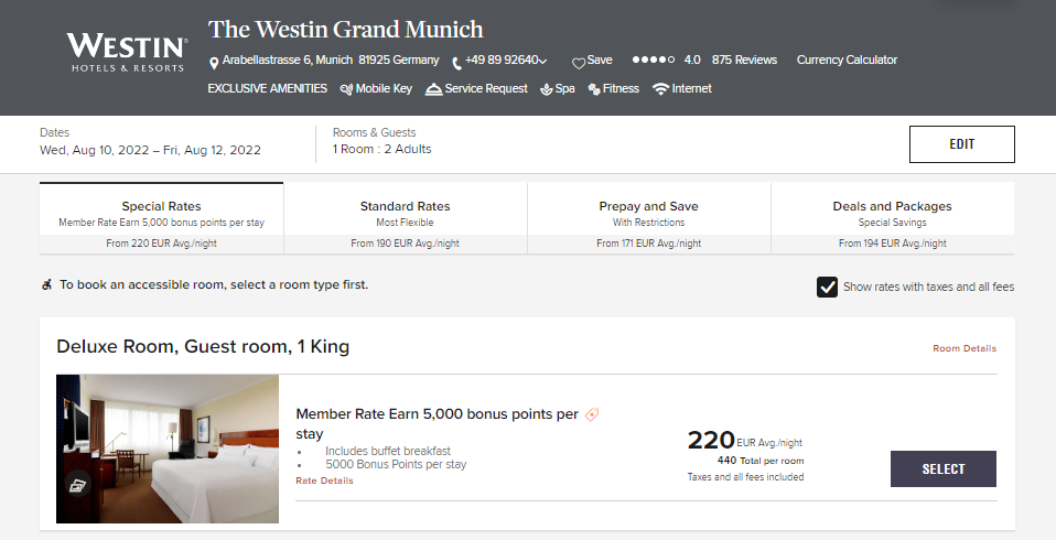 Booking on Marriott's website