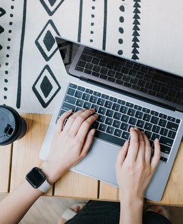 person using laptop
