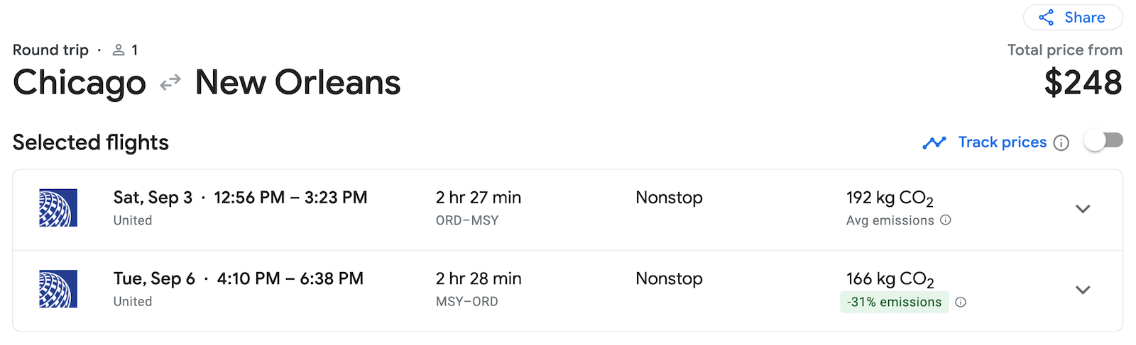 united booking screenshot