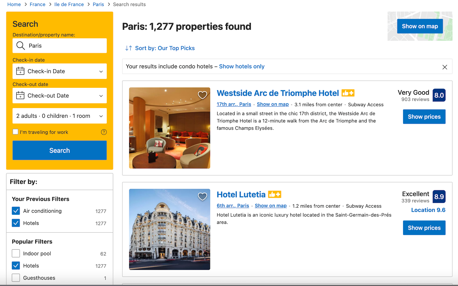 paris a/c booking checks
