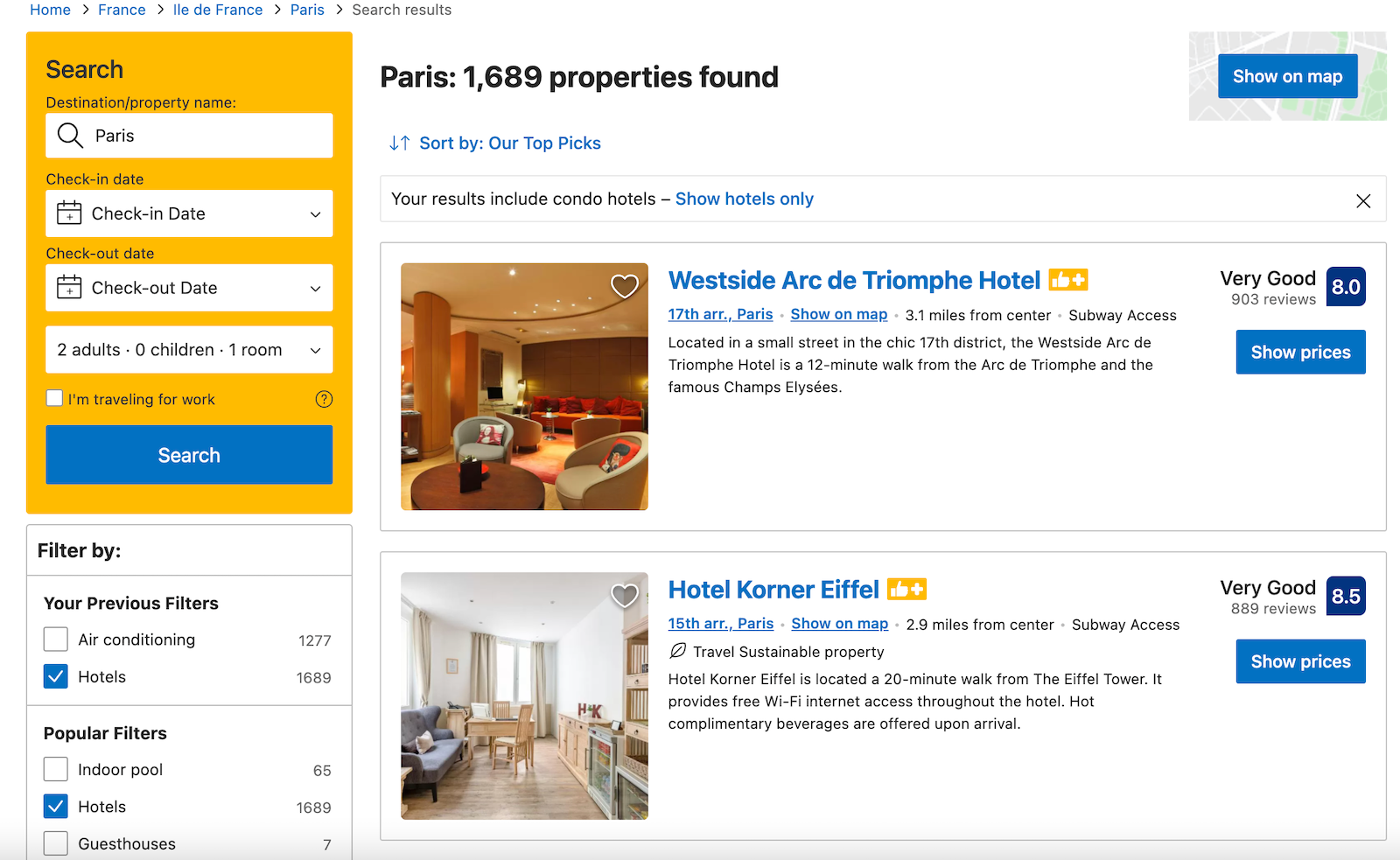 paris a/c booking checks