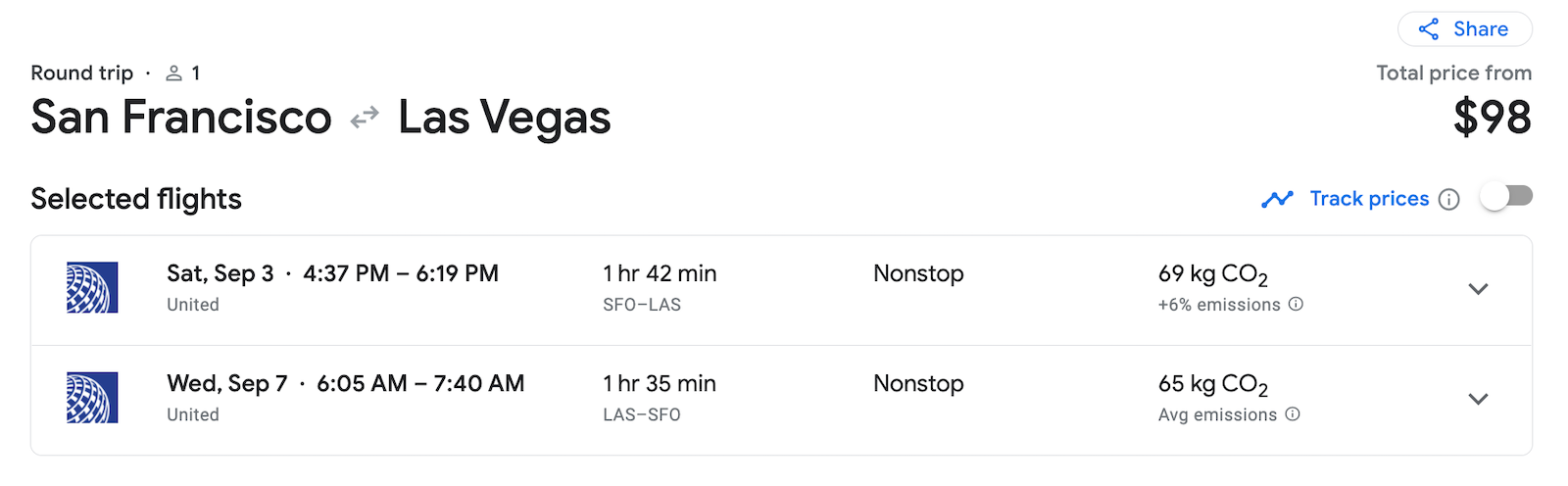 united booking screenshot