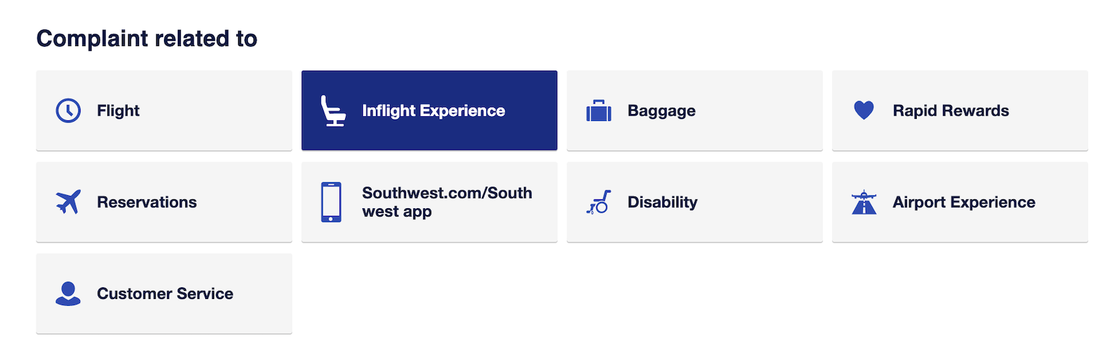 southwest customer complaint form