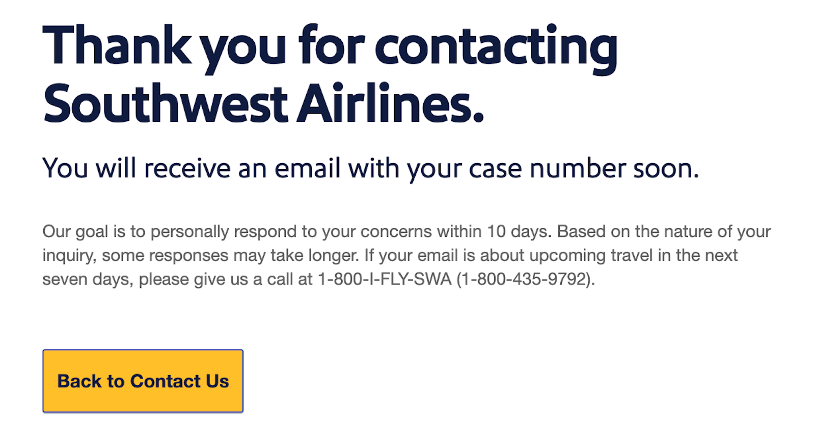 southwest customer complaint form