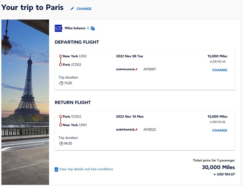 NYC to Paris flight