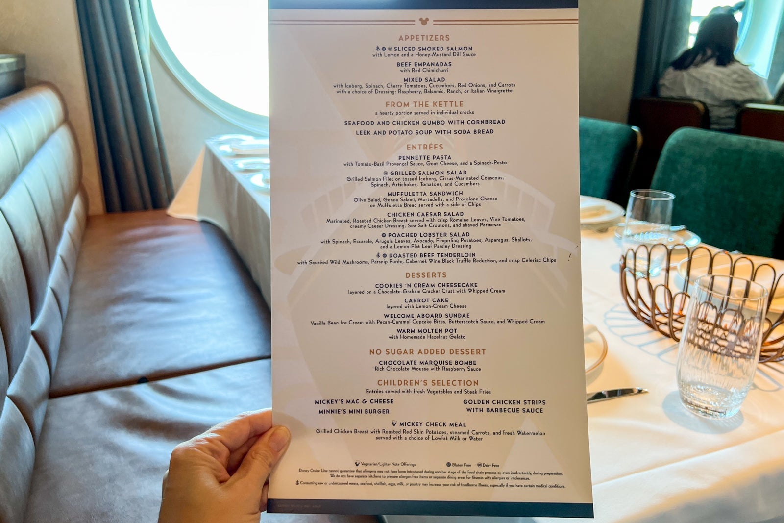 Embarkation-day lunch menu