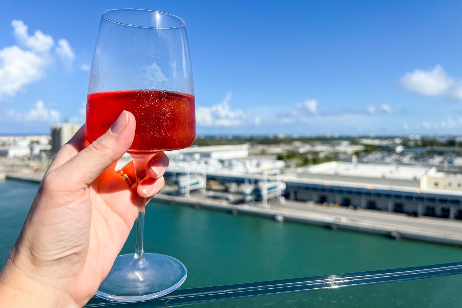 Raising a glass near the concierge lounge