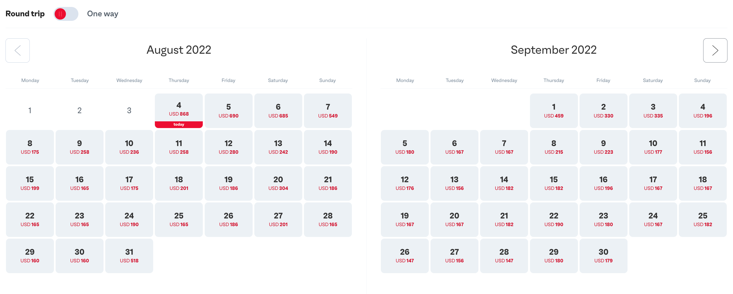flight calendar