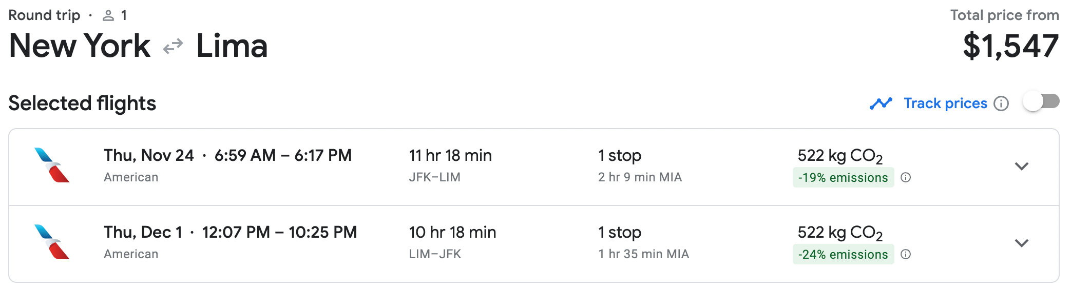 Booking a flight from JFK to LIM