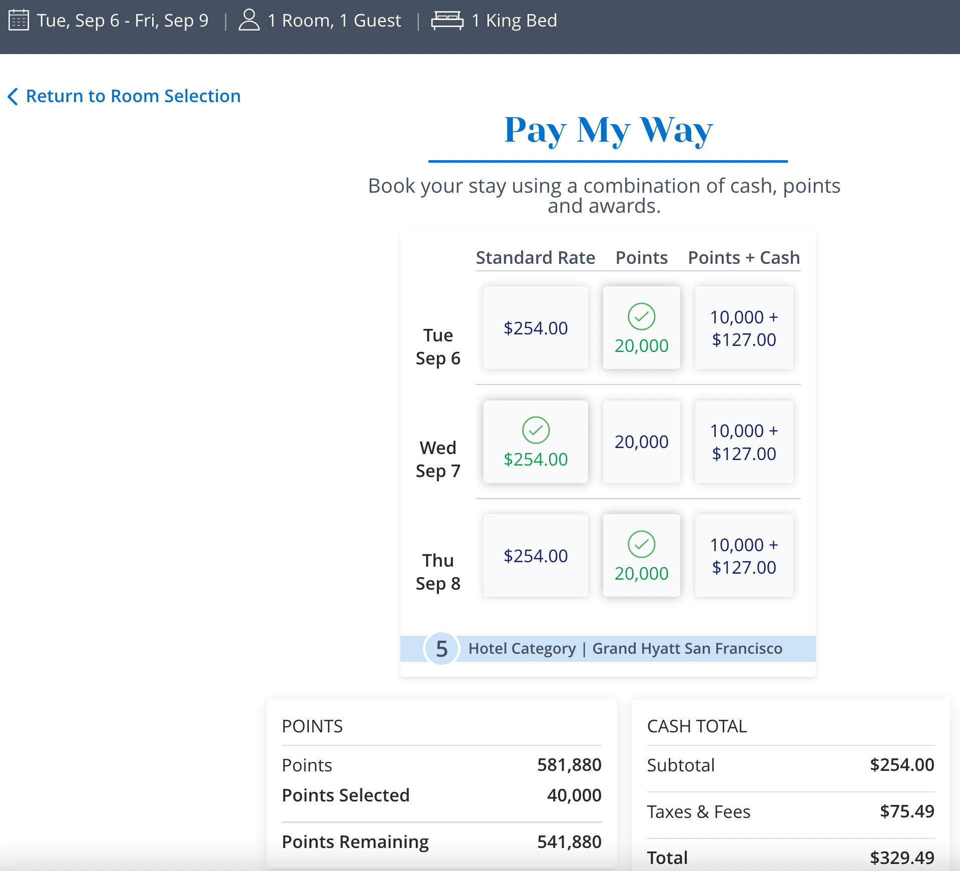 Customizing a Hyatt My Way Stay