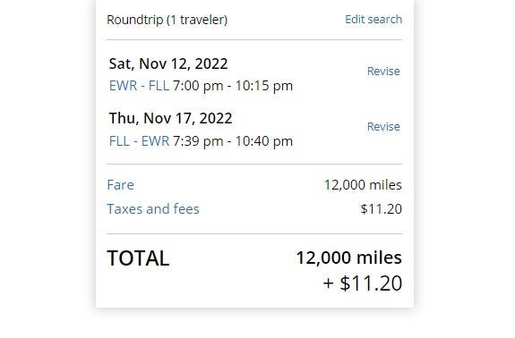 screenshot of cost breakdown