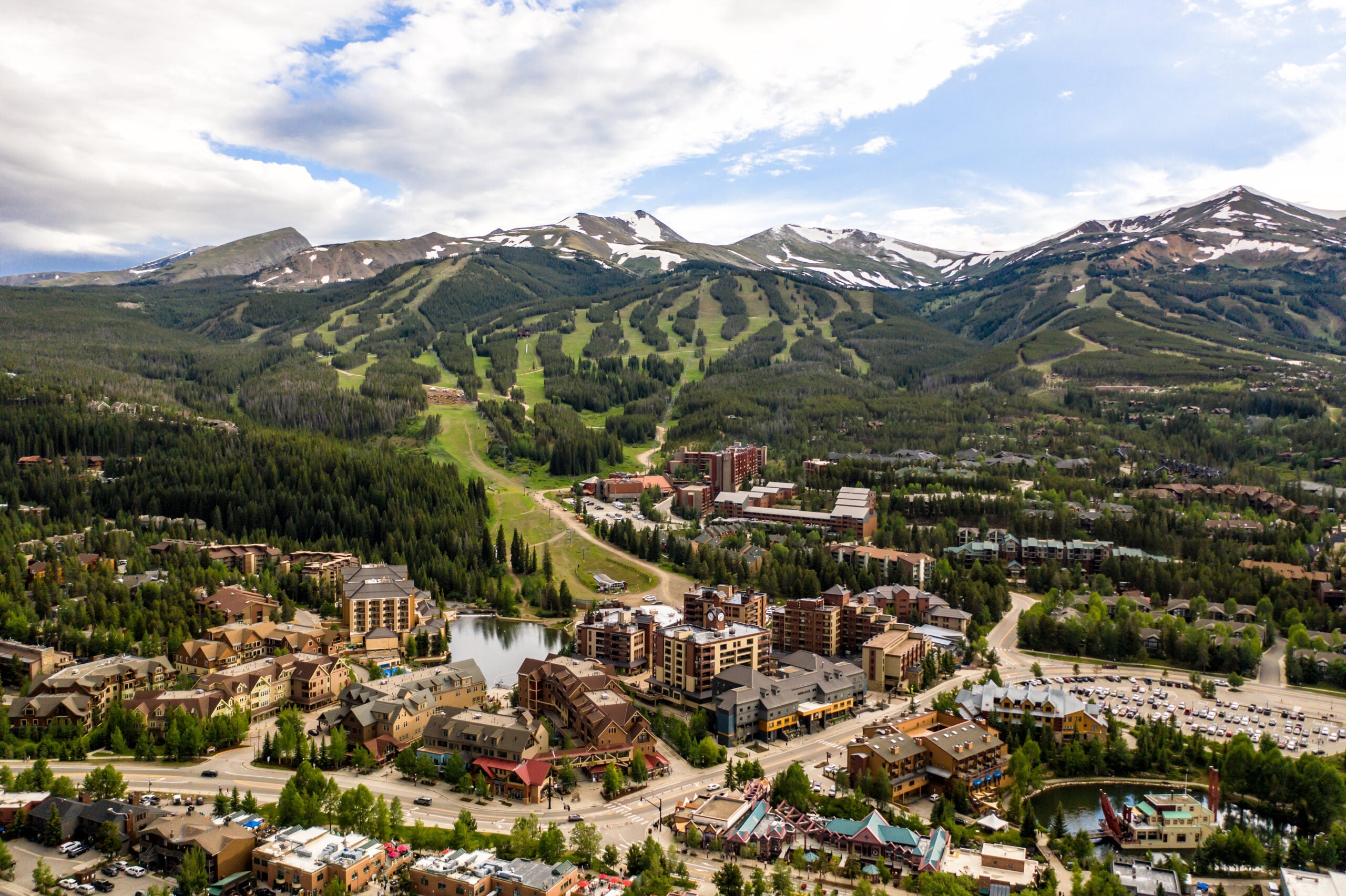 A beautiful drone photo of Breckenridge, Colorado.