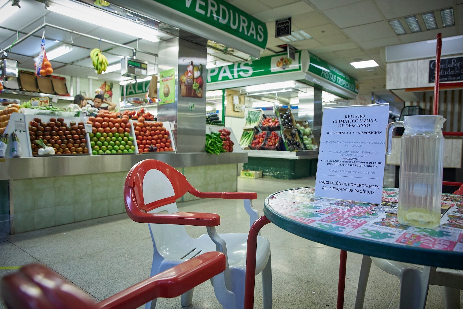 A table in Mercado Municipal de Pacifico, in Madrid, Spain