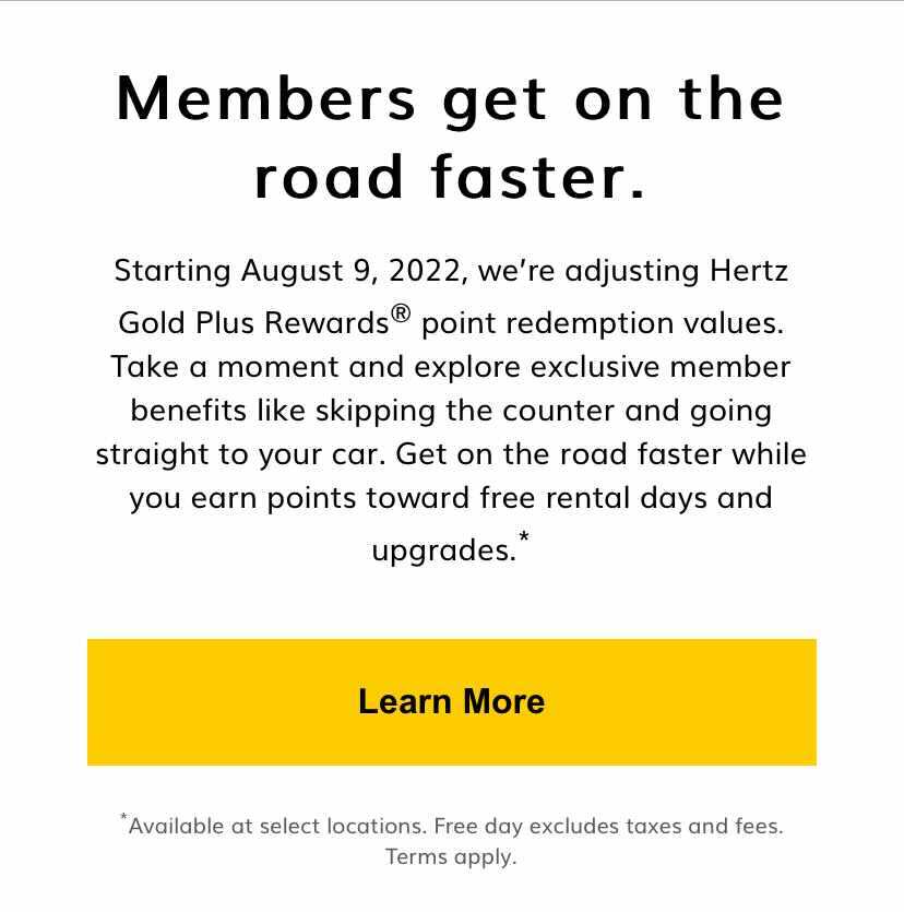 Hertz email to members