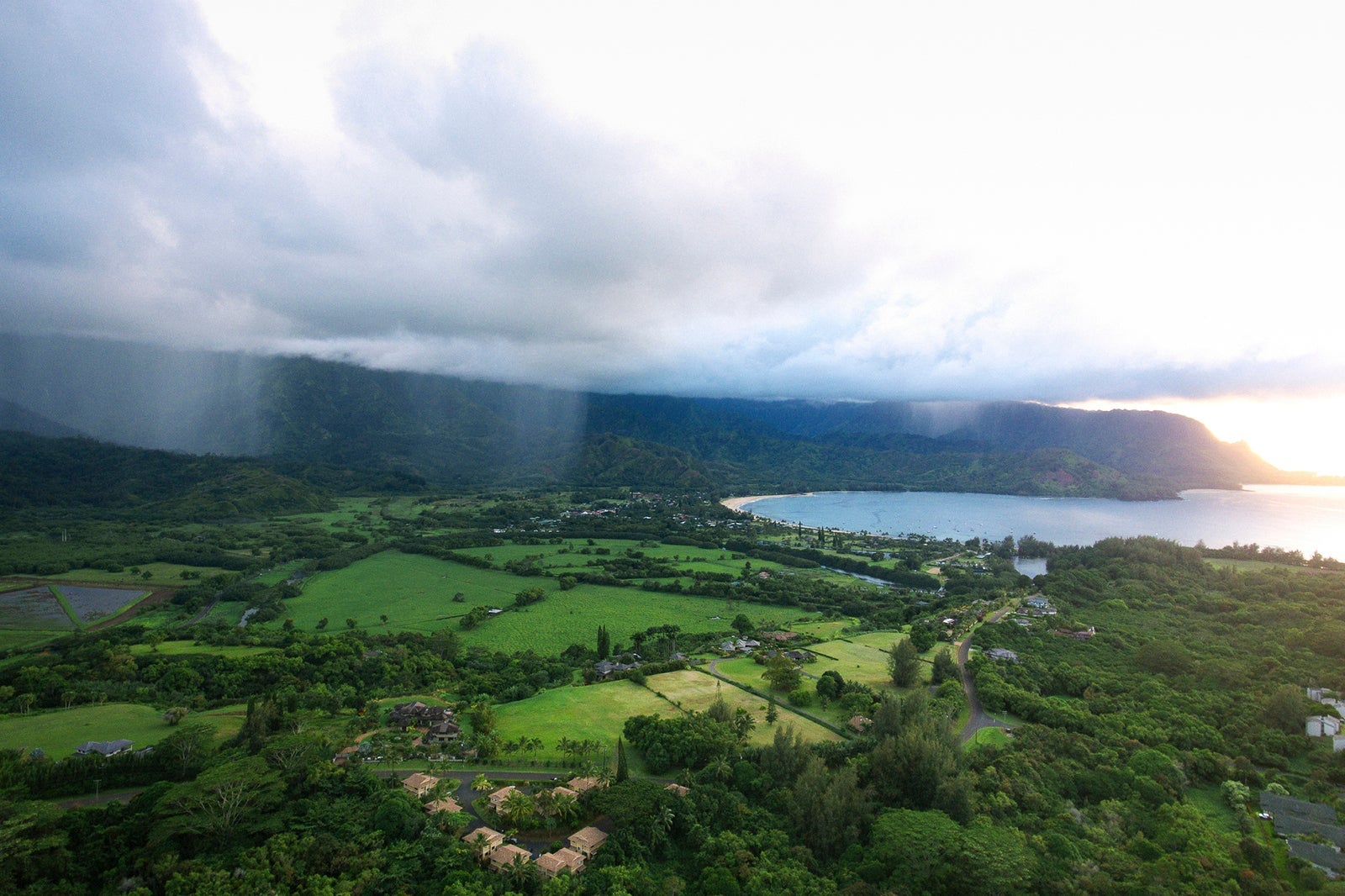 Rain over Hanalei in Hawaii