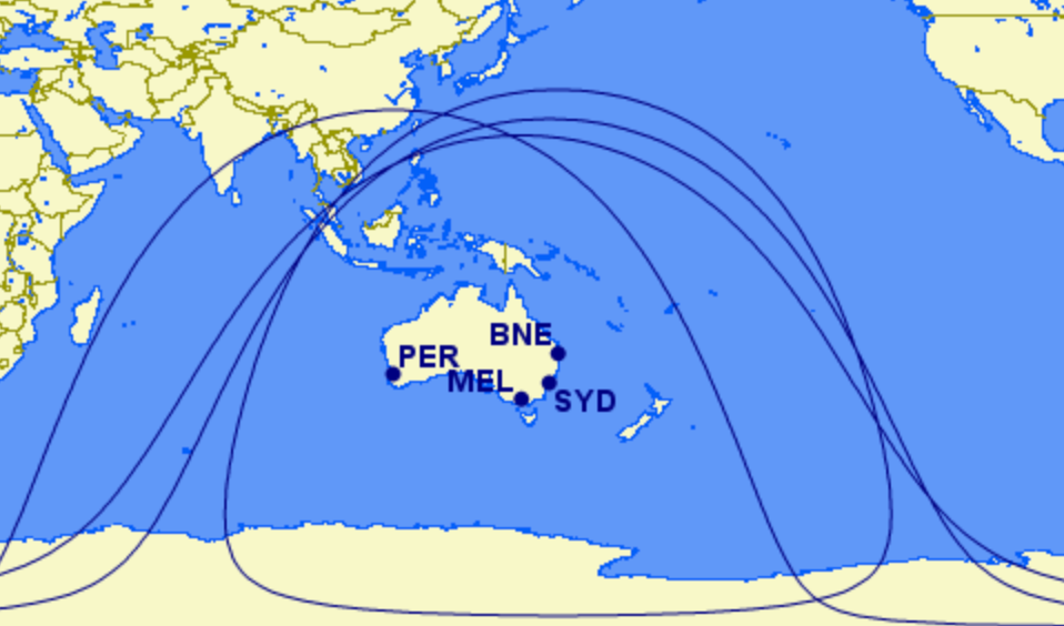 Range of Virgin Australia's new Boeing 737-8 MAX planes