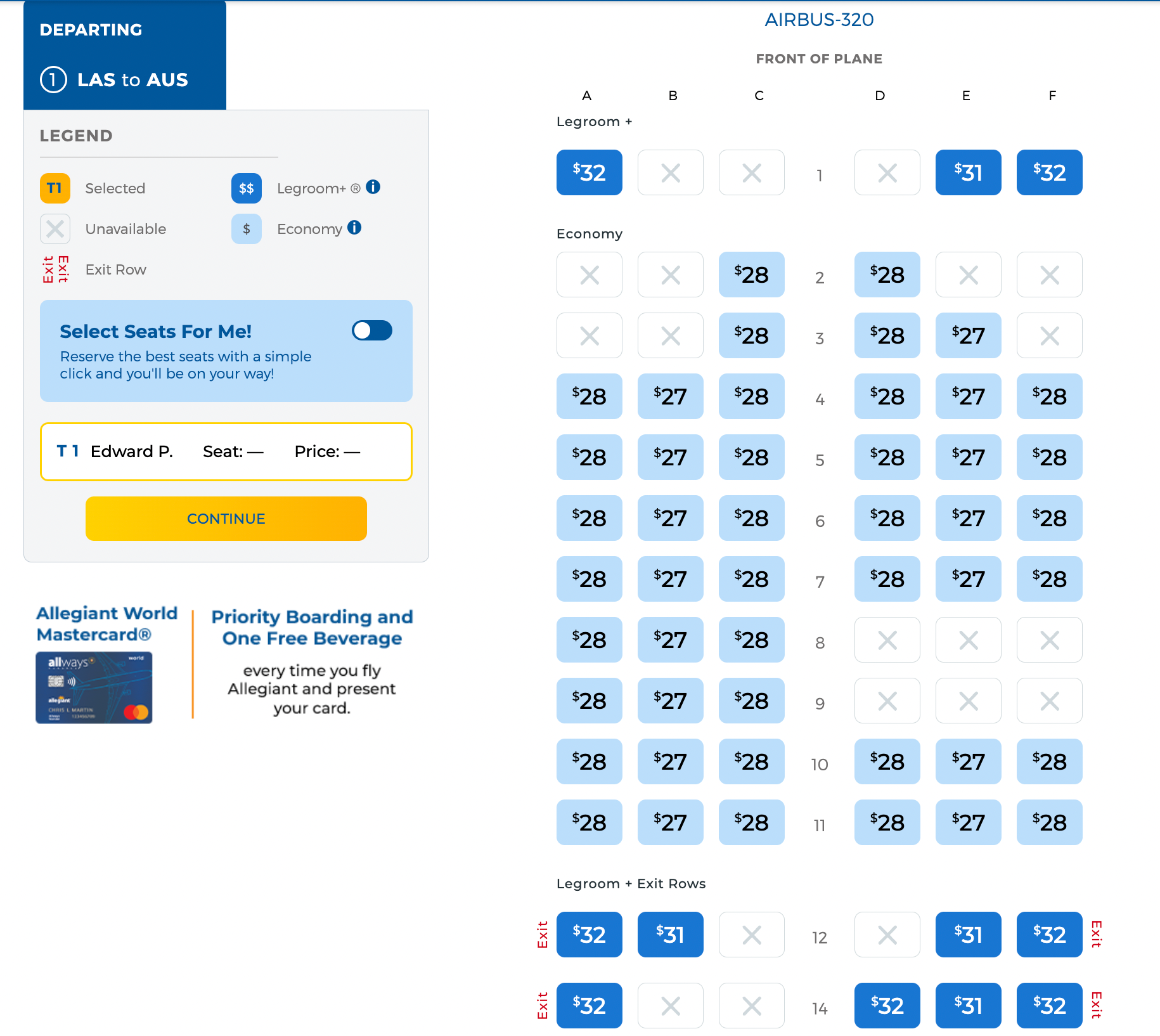 Allegiant upgrade cost