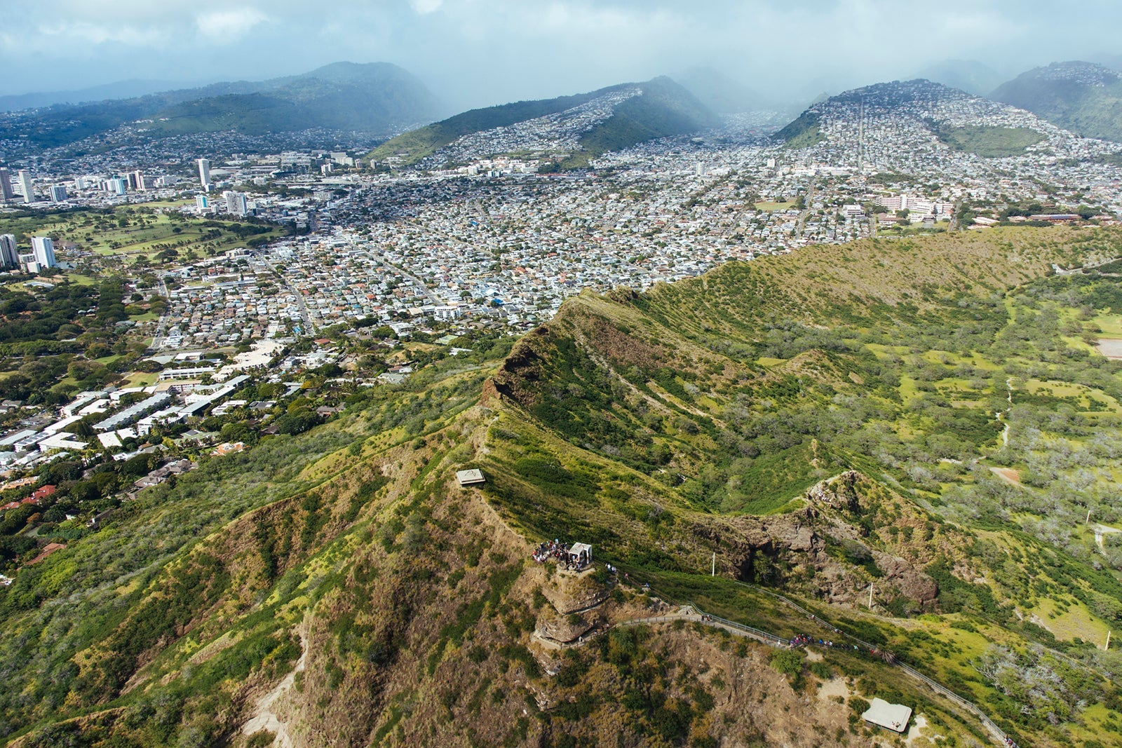 Hikers on Hawaii's Diamond Head Trail