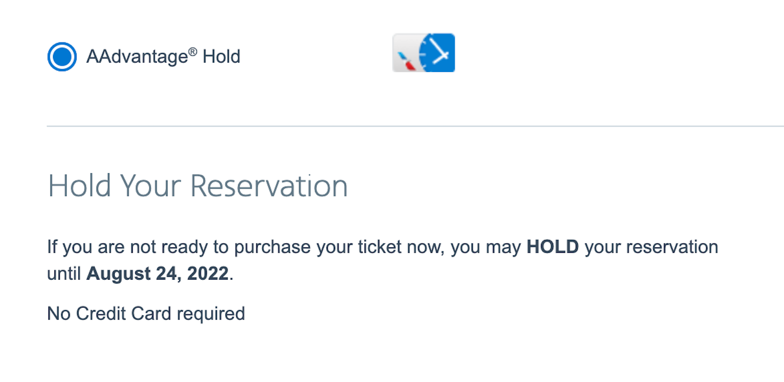 aadvantage ticket hold