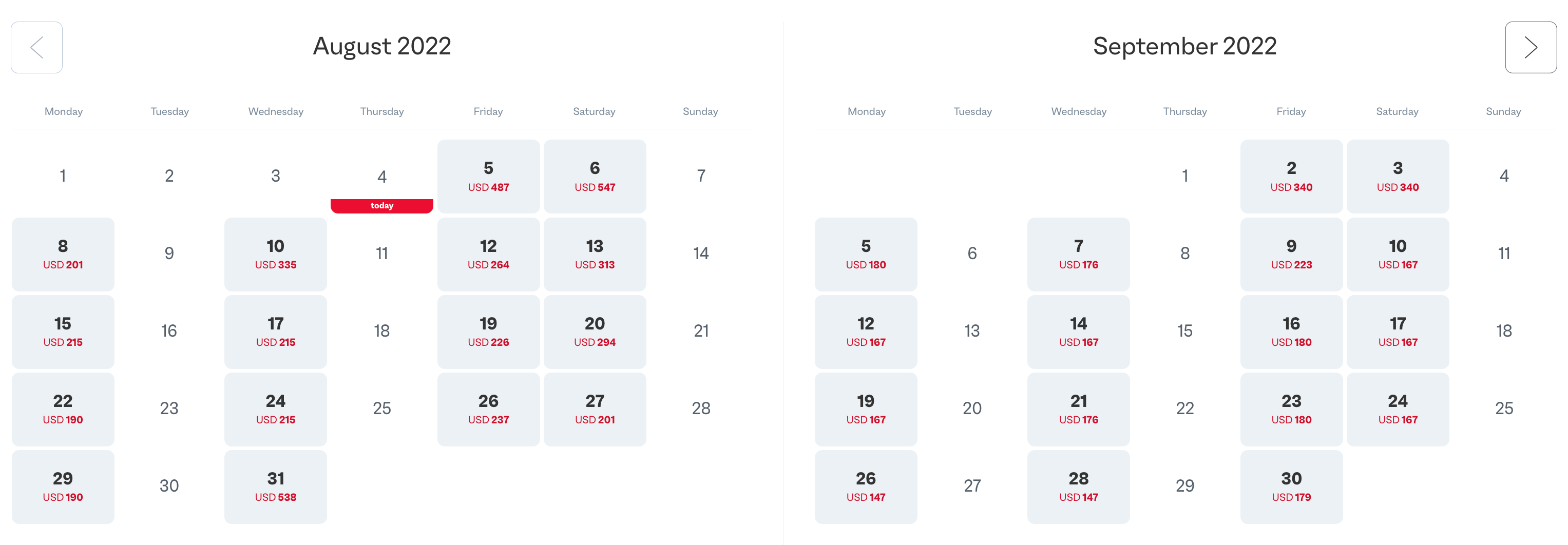 flight calendar