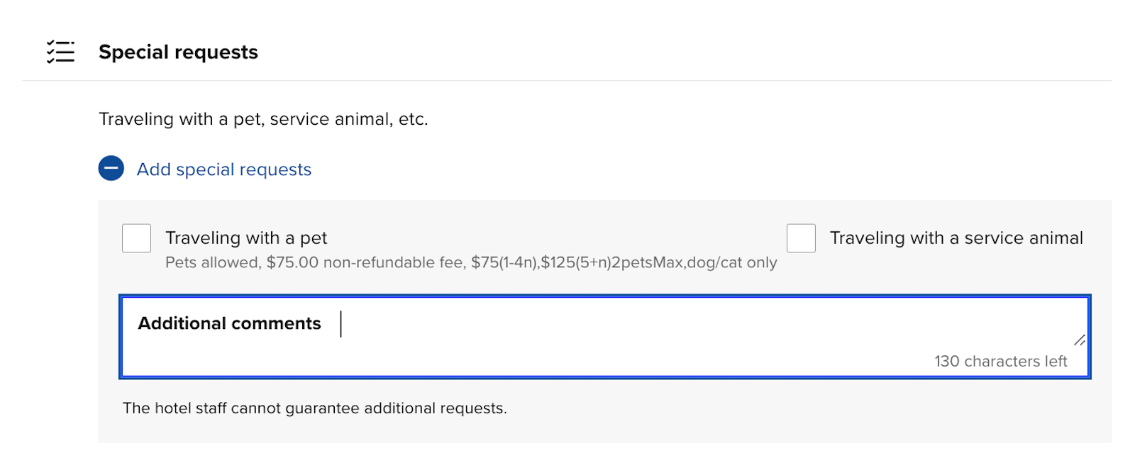 hilton special requests