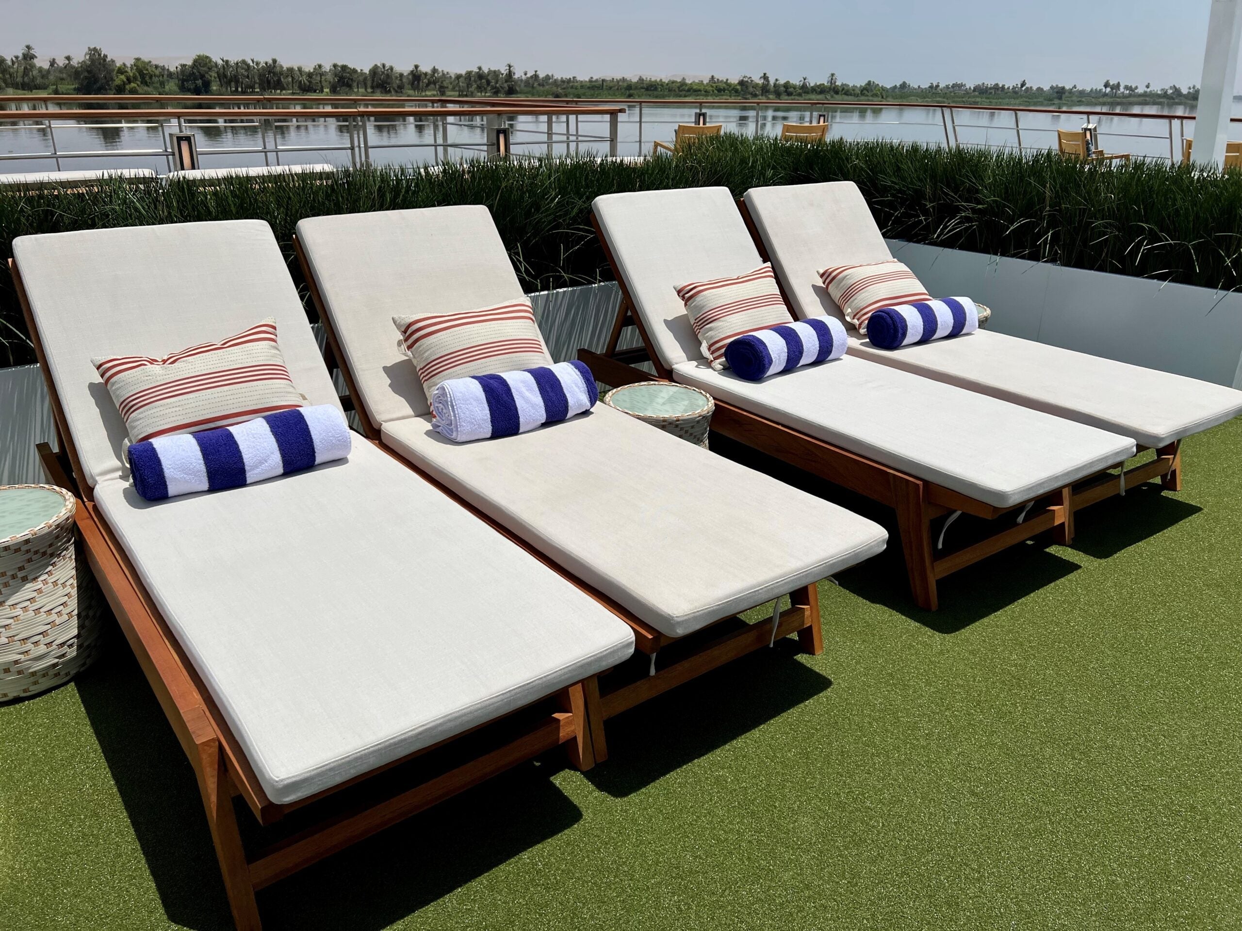 Lounge chairs atop Viking Osiris