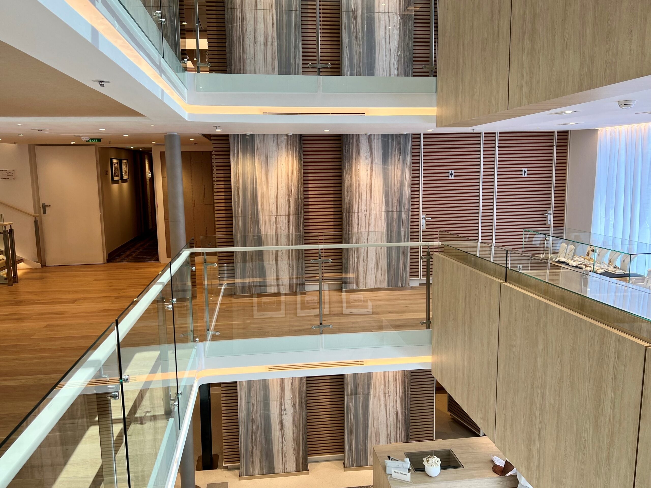 Onyx slabs in atrium of Viking Osiris