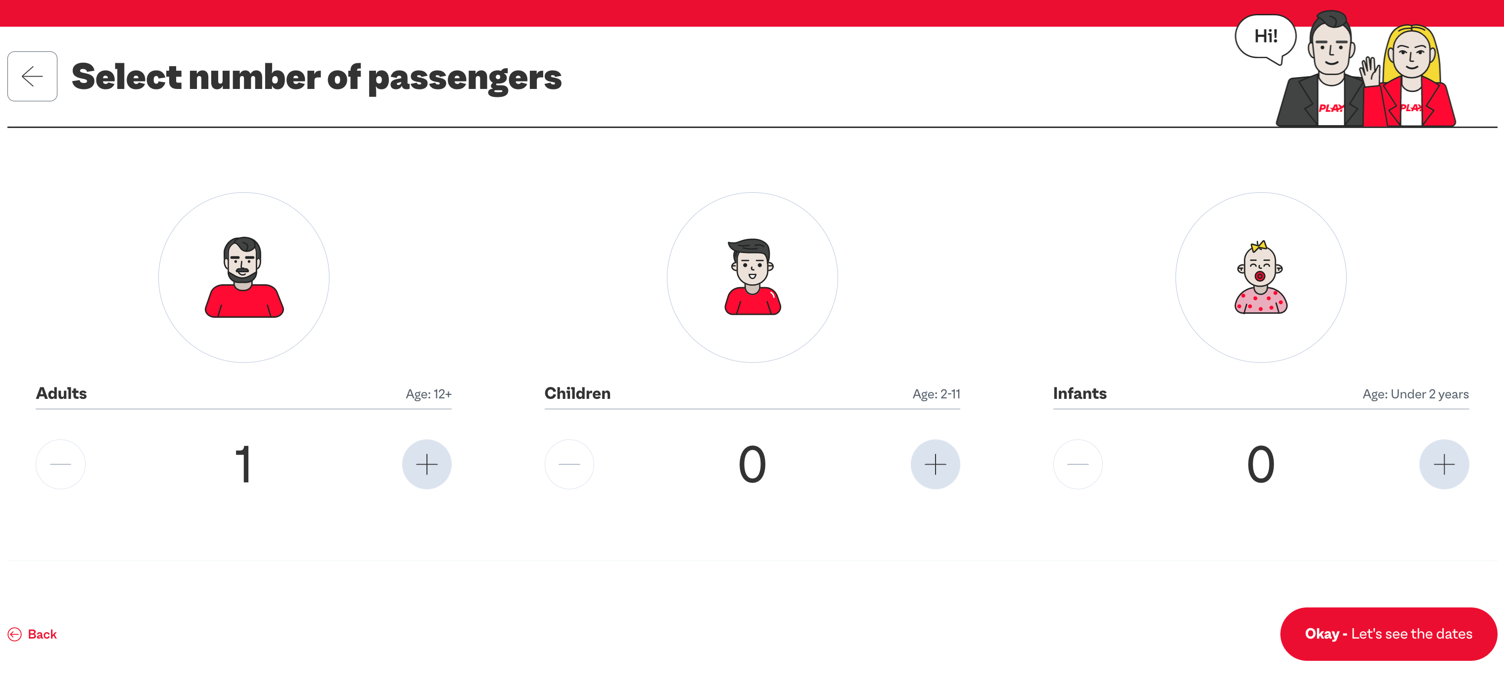Screenshot of booking process