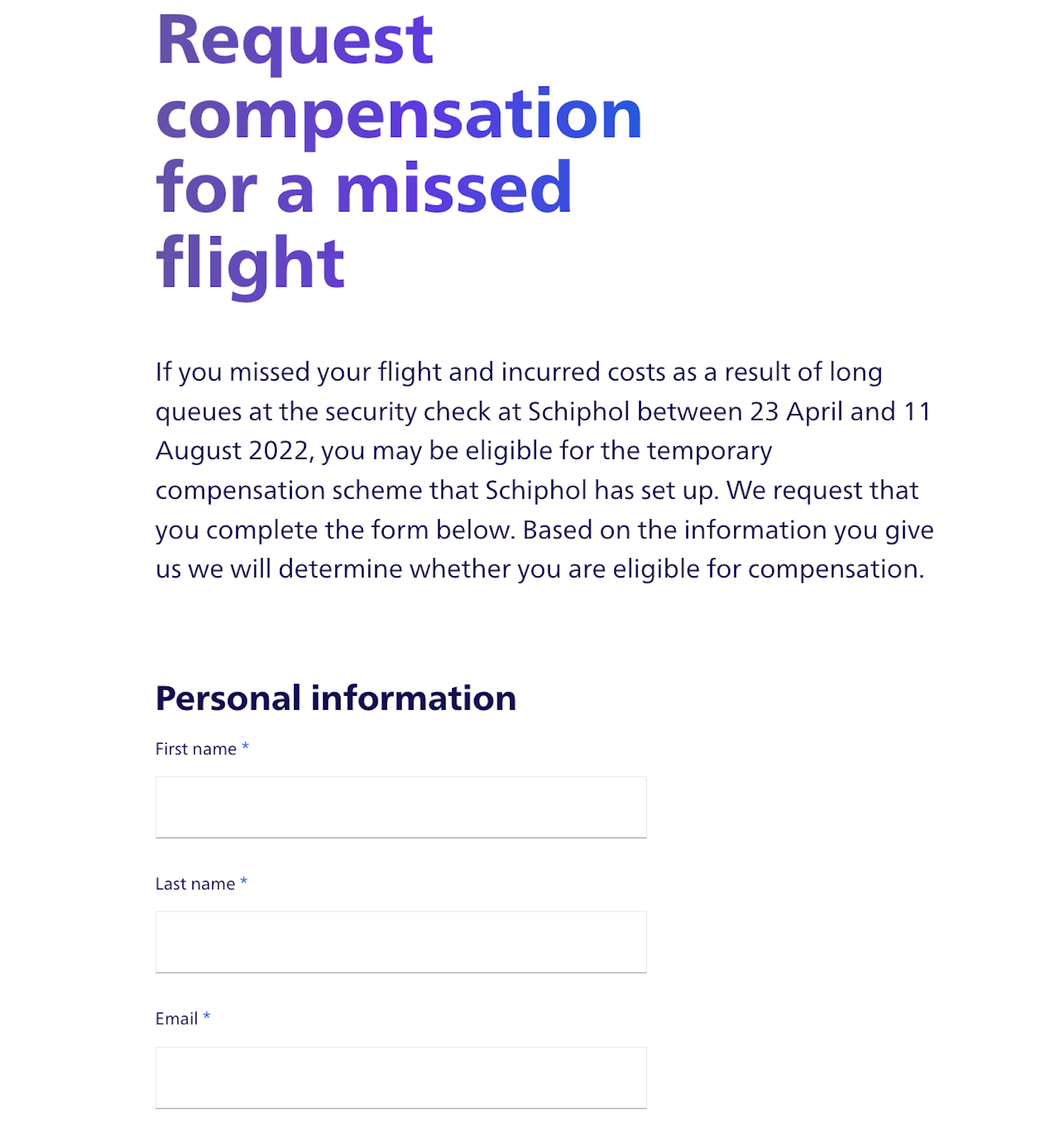 amsterdam compensation process