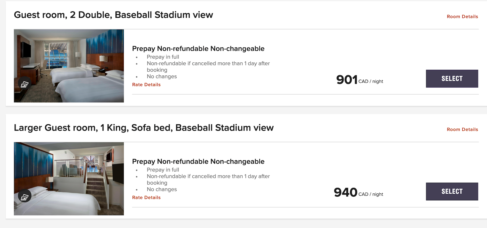MARRIOTT BOOKING SCREENSHOT