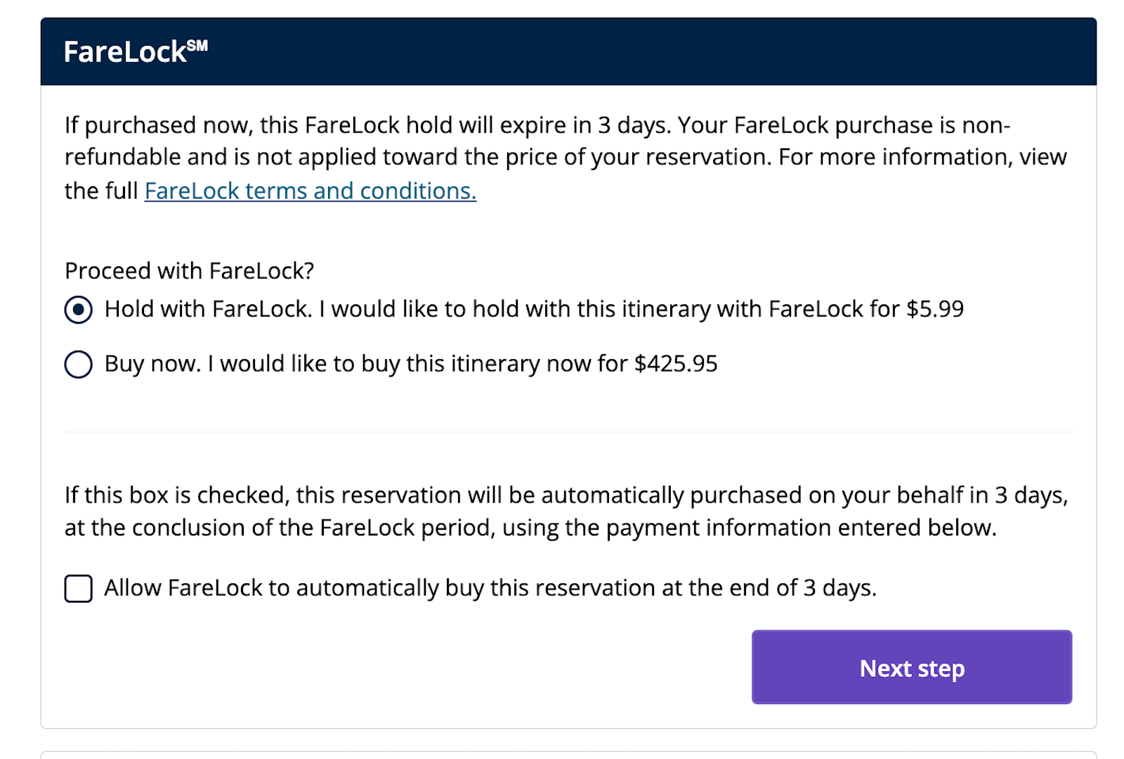 united booking screenshot
