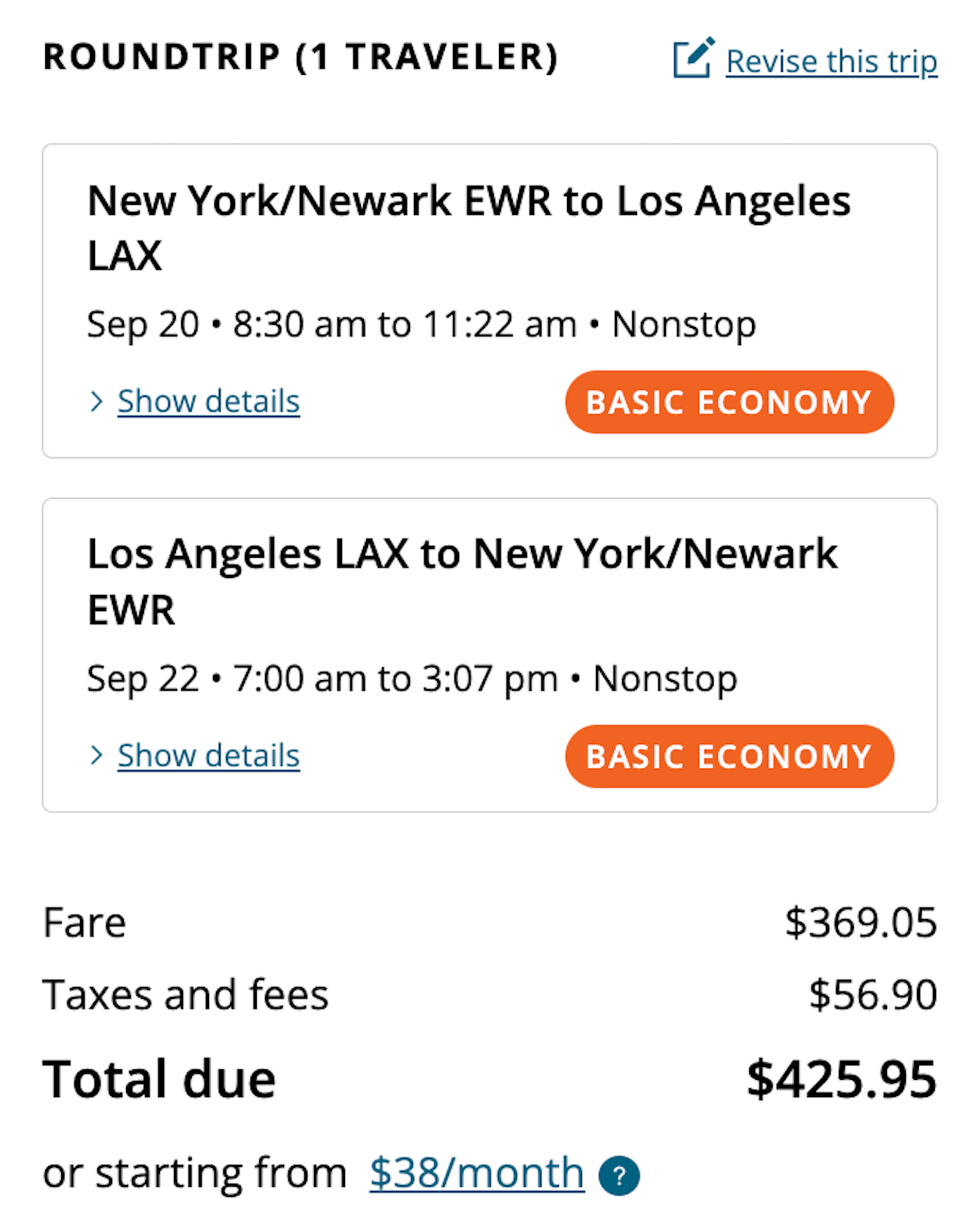 united booking screenshot