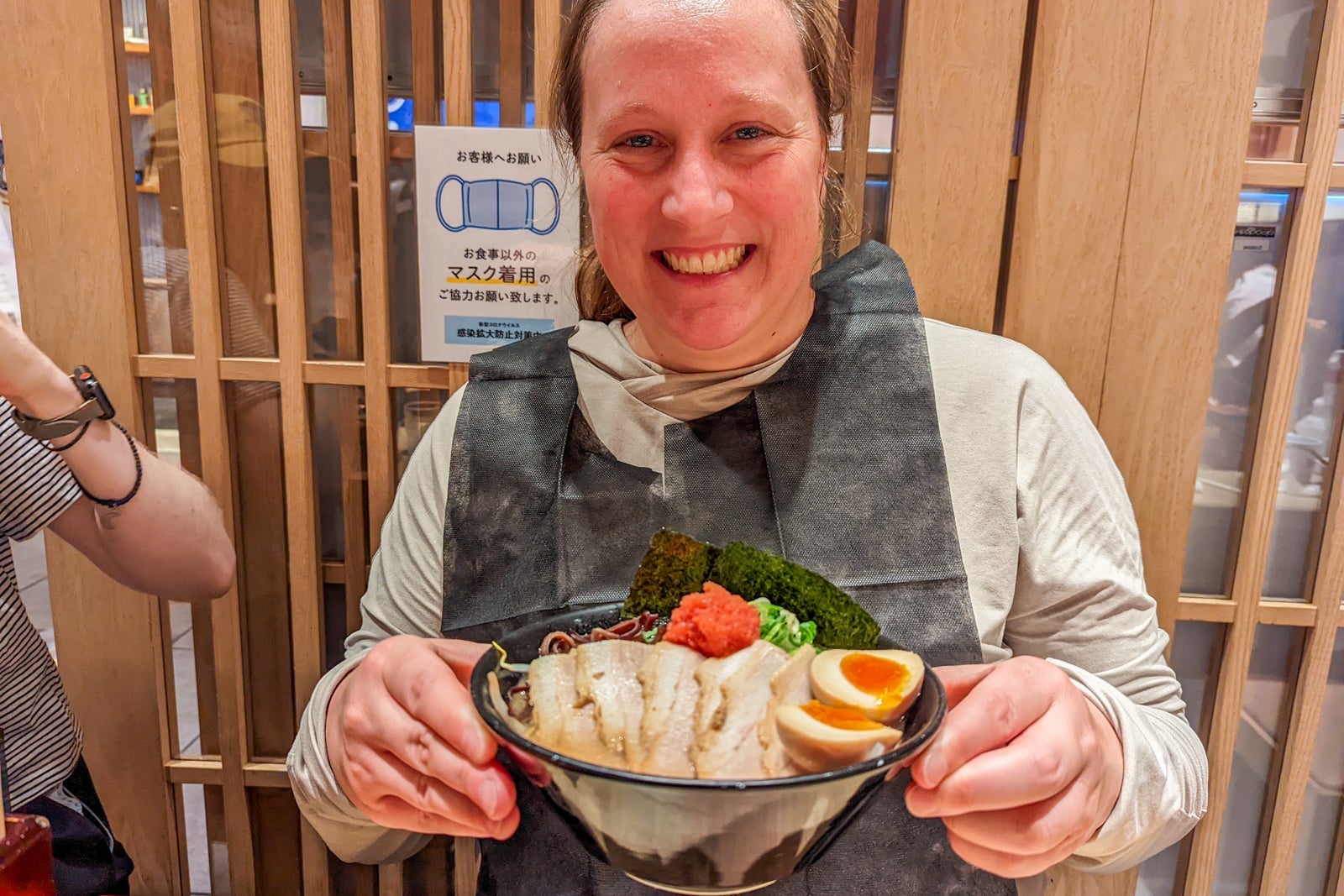 Katie and a ramen bowl
