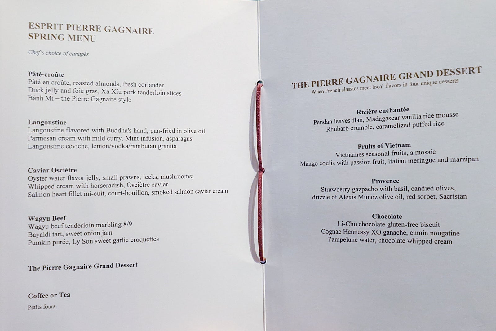 InterContinental Danang La Maison menu