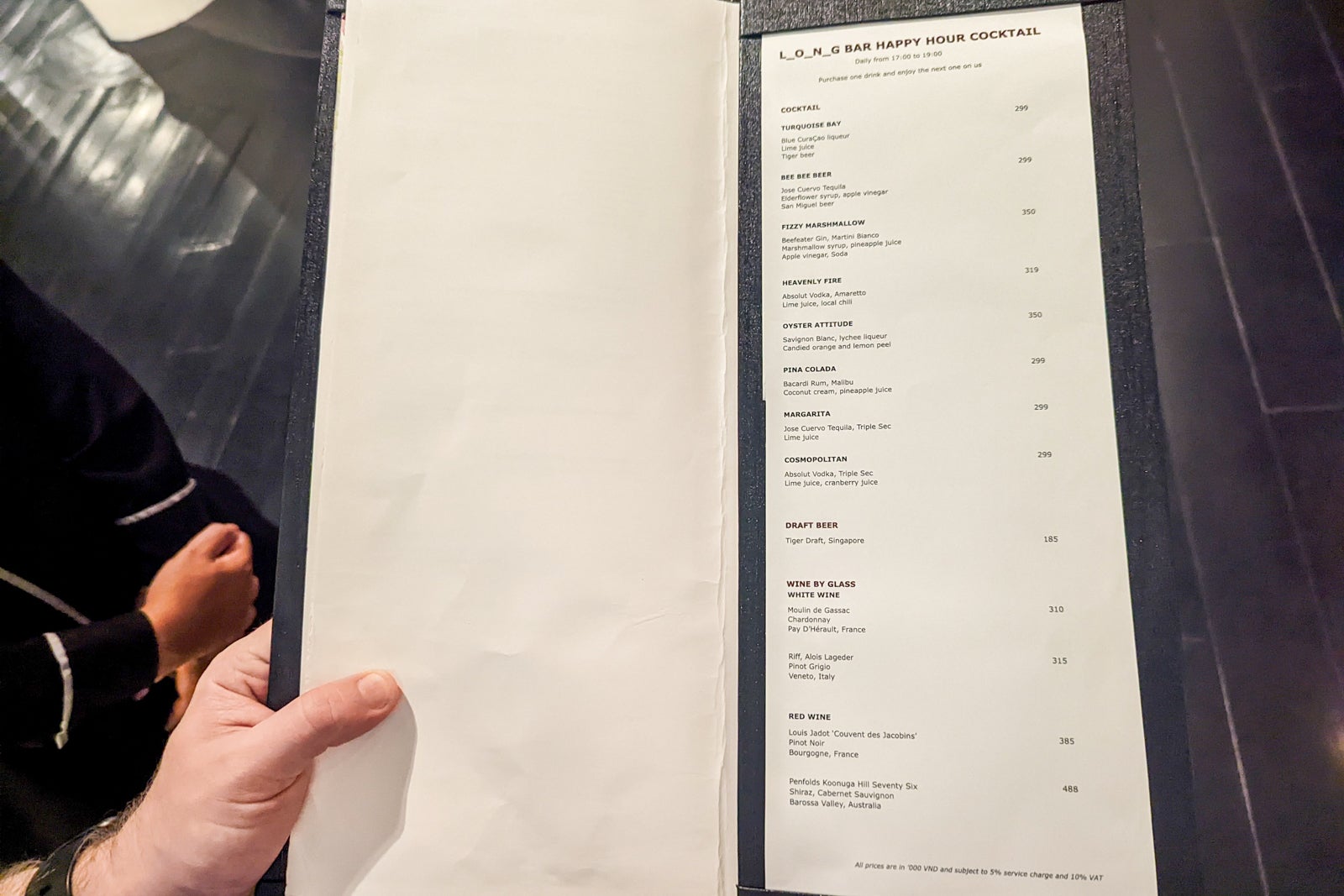 InterContinental Danang Long Bar happy hour menu